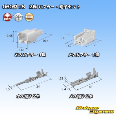 Photo5: [Sumitomo Wiring Systems] 060-type TS non-waterproof 2-pole coupler & terminal set