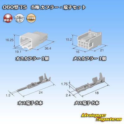 Photo5: [Sumitomo Wiring Systems] 060-type TS non-waterproof 8-pole coupler & terminal set