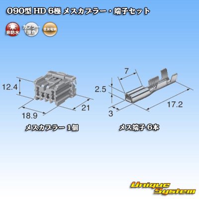 Photo4: [Sumitomo Wiring Systems] 090-type HD non-waterproof 6-pole female-coupler & terminal set