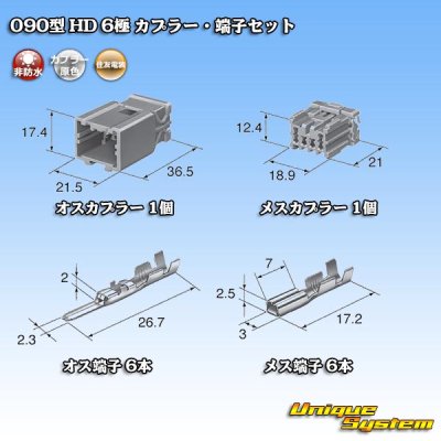 Photo5: [Sumitomo Wiring Systems] 090-type HD non-waterproof 6-pole coupler & terminal set