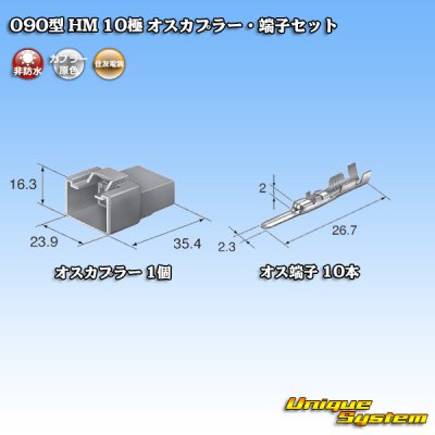 Photo4: [Sumitomo Wiring Systems] 090-type HM non-waterproof 10-pole male-coupler & terminal set