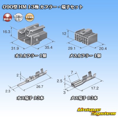 Photo5: [Sumitomo Wiring Systems] 090-type HM non-waterproof 13-pole coupler & terminal set