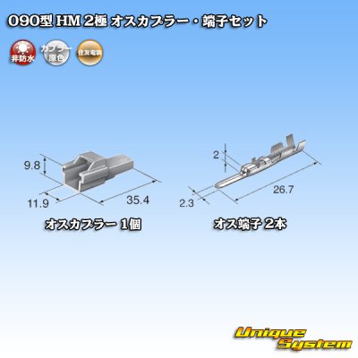 Photo4: [Sumitomo Wiring Systems] 090-type HM non-waterproof 2-pole male-coupler & terminal set