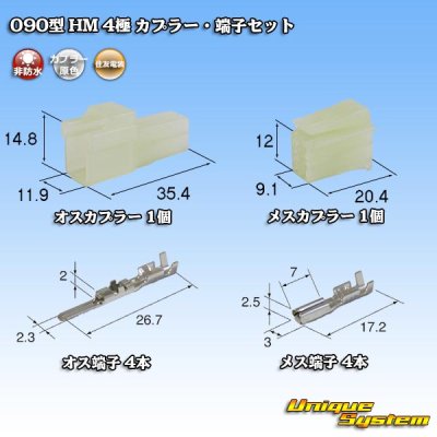 Photo1: [Sumitomo Wiring Systems] 090-type HM non-waterproof 4-pole coupler & terminal set