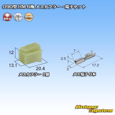 Photo1: [Sumitomo Wiring Systems] 090-type HM non-waterproof 6-pole female-coupler & terminal set