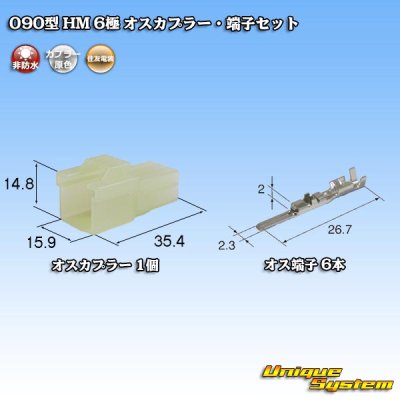 Photo1: [Sumitomo Wiring Systems] 090-type HM non-waterproof 6-pole male-coupler & terminal set