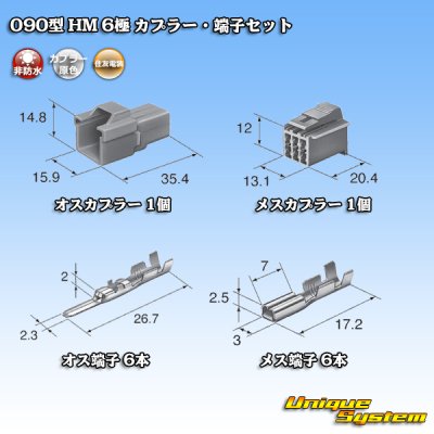 Photo5: [Sumitomo Wiring Systems] 090-type HM non-waterproof 6-pole coupler & terminal set