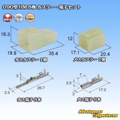 Photo1: [Sumitomo Wiring Systems] 090-type HM non-waterproof 8-pole coupler & terminal set