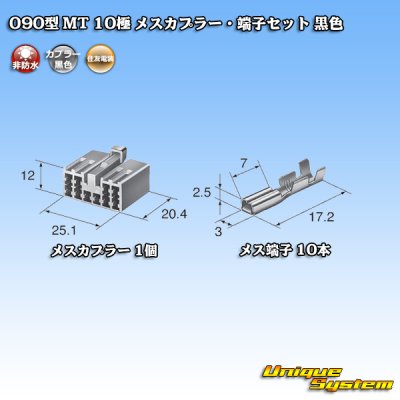 Photo4: [Sumitomo Wiring Systems] 090-type MT non-waterproof 10-pole female-coupler & terminal set (black)