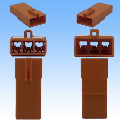 Photo3: [Sumitomo Wiring Systems] 090-type MT non-waterproof 3-pole female-coupler & terminal set type-2 (orange)