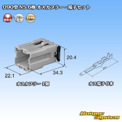 Photo5: [Sumitomo Wiring Systems] 090-type NS non-waterproof 6-pole male-coupler & terminal set