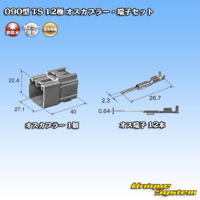 Photo4: [Sumitomo Wiring Systems] 090-type TS non-waterproof 12-pole male-coupler & terminal set