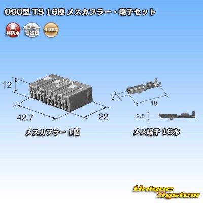 Photo5: [Sumitomo Wiring Systems] 090-type TS non-waterproof 16-pole female-coupler & terminal set