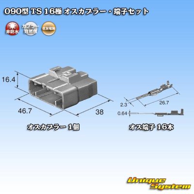 Photo5: [Sumitomo Wiring Systems] 090-type TS non-waterproof 16-pole male-coupler & terminal set