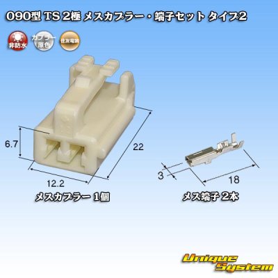 Photo1: [Sumitomo Wiring Systems] 090-type TS non-waterproof 2-pole female-coupler & terminal set type-2