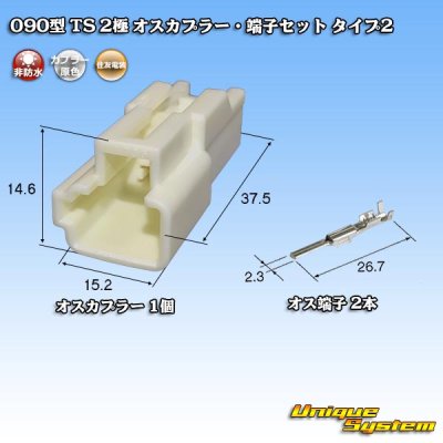 Photo1: [Sumitomo Wiring Systems] 090-type TS non-waterproof 2-pole male-coupler & terminal set type-2