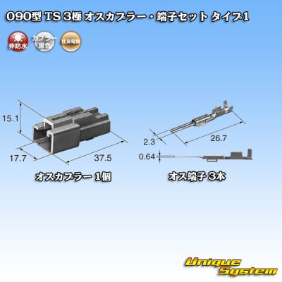 Photo4: [Sumitomo Wiring Systems] 090-type TS non-waterproof 3-pole male-coupler & terminal set type-1