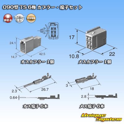 Photo5: [Sumitomo Wiring Systems] 090-type TS non-waterproof 6-pole coupler & terminal set