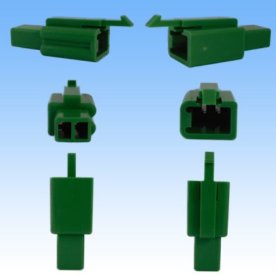 Photo2: [Sumitomo Wiring Systems] 110-type MTW non-waterproof 2-pole male-coupler & terminal set (green)