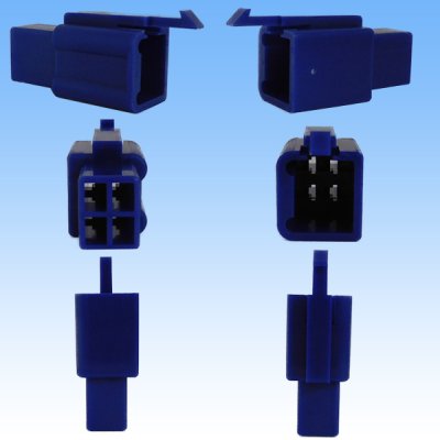 Photo2: [Sumitomo Wiring Systems] 110-type MTW non-waterproof 4-pole male-coupler & terminal set (blue)