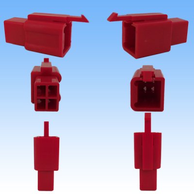 Photo2: [Sumitomo Wiring Systems] 110-type MTW non-waterproof 4-pole coupler & terminal set (red)
