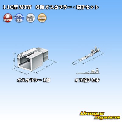 Photo4: [Sumitomo Wiring Systems] 110-type MTW non-waterproof 6-pole male-coupler & terminal set (blue)