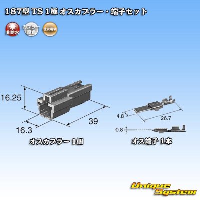 Photo5: [Sumitomo Wiring Systems] 187-type TS non-waterproof 1-pole male-coupler & terminal set