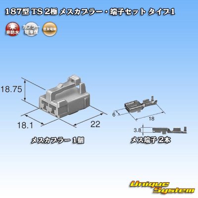 Photo5: [Sumitomo Wiring Systems] 187-type TS non-waterproof 2-pole female-coupler & terminal set type-1