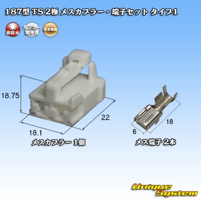 Photo1: [Sumitomo Wiring Systems] 187-type TS non-waterproof 2-pole female-coupler & terminal set type-1