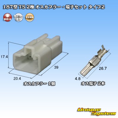 Photo1: [Sumitomo Wiring Systems] 187-type TS non-waterproof 2-pole male-coupler & terminal set type-2