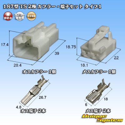 Photo1: [Sumitomo Wiring Systems] 187-type TS non-waterproof 2-pole coupler & terminal set type-1