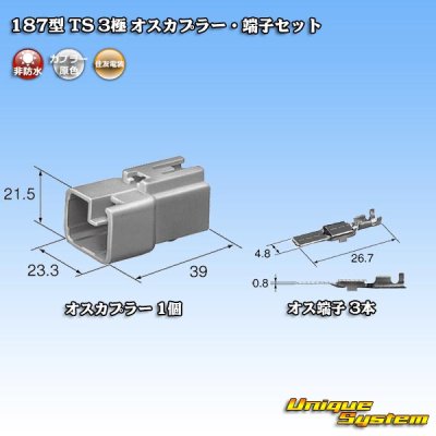 Photo5: [Sumitomo Wiring Systems] 187-type TS non-waterproof 3-pole male-coupler & terminal set