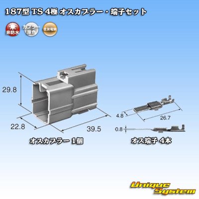 Photo5: [Sumitomo Wiring Systems] 187-type TS non-waterproof 4-pole male-coupler & terminal set