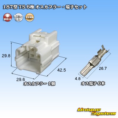 Photo1: [Sumitomo Wiring Systems] 187-type TS non-waterproof 6-pole male-coupler & terminal set