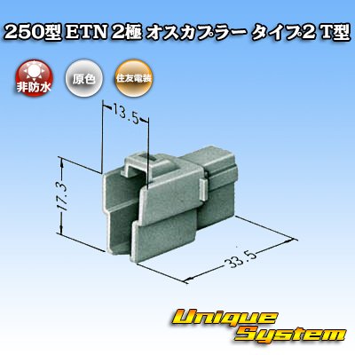 Photo1: [Sumitomo Wiring Systems] 250-type ETN non-waterproof 2-pole male-coupler type-2 T-type