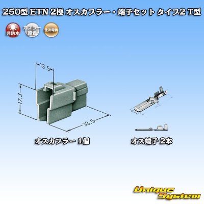 Photo1: [Sumitomo Wiring Systems] 250-type ETN non-waterproof 2-pole male-coupler & terminal set type-2 T-type