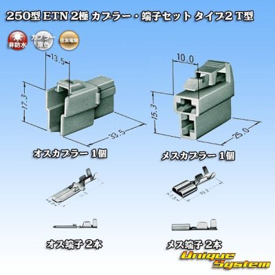 Photo1: [Sumitomo Wiring Systems] 250-type ETN non-waterproof 2-pole coupler & terminal set type-2 T-type