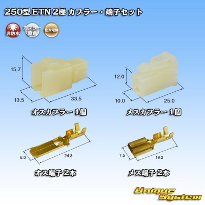 Photo1: [Sumitomo Wiring Systems] 250-type ETN non-waterproof 2-pole coupler & terminal set type-1