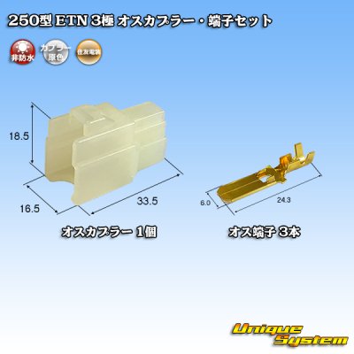 Photo1: [Sumitomo Wiring Systems] 250-type ETN non-waterproof 3-pole male-coupler & terminal set