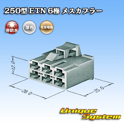 Photo3: [Sumitomo Wiring Systems] 250-type ETN non-waterproof 6-pole female-coupler