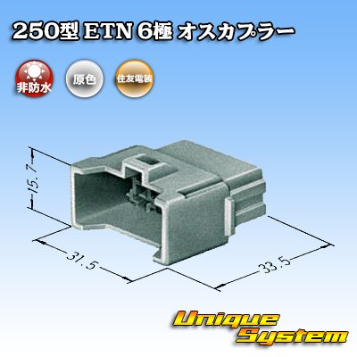 Photo3: [Sumitomo Wiring Systems] 250-type ETN non-waterproof 6-pole male-coupler