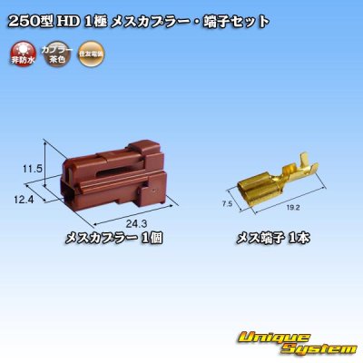 Photo1: [Sumitomo Wiring Systems] 250-type HD non-waterproof 1-pole female-coupler & terminal set