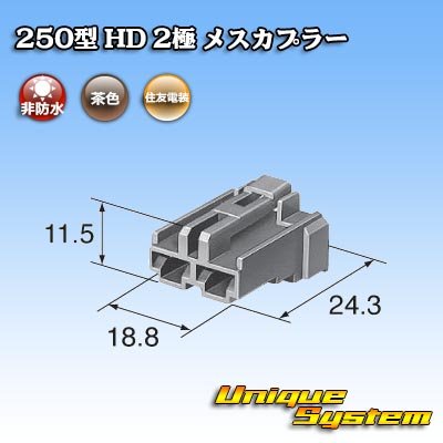 Photo3: [Sumitomo Wiring Systems] 250-type HD non-waterproof 2-pole female-coupler