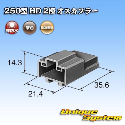 Photo3: [Sumitomo Wiring Systems] 250-type HD non-waterproof 2-pole male-coupler