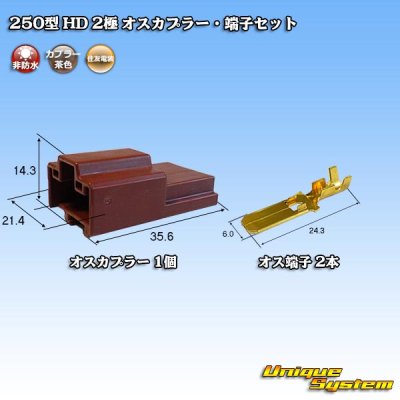 Photo1: [Sumitomo Wiring Systems] 250-type HD non-waterproof 2-pole male-coupler & terminal set