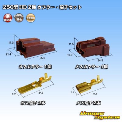 Photo1: [Sumitomo Wiring Systems] 250-type HD non-waterproof 2-pole coupler & terminal set