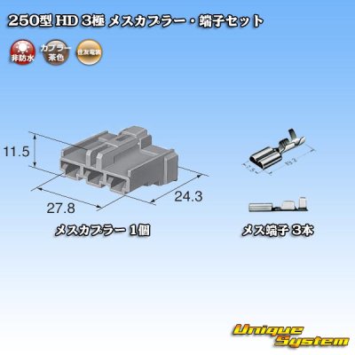 Photo5: [Sumitomo Wiring Systems] 250-type HD non-waterproof 3-pole female-coupler & terminal set