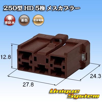 Photo1: [Sumitomo Wiring Systems] 250-type HD non-waterproof 5-pole female-coupler
