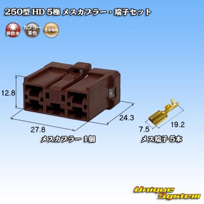 Photo1: [Sumitomo Wiring Systems] 250-type HD non-waterproof 5-pole female-coupler & terminal set
