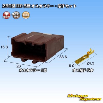 Photo1: [Sumitomo Wiring Systems] 250-type HD non-waterproof 5-pole male-coupler & terminal set